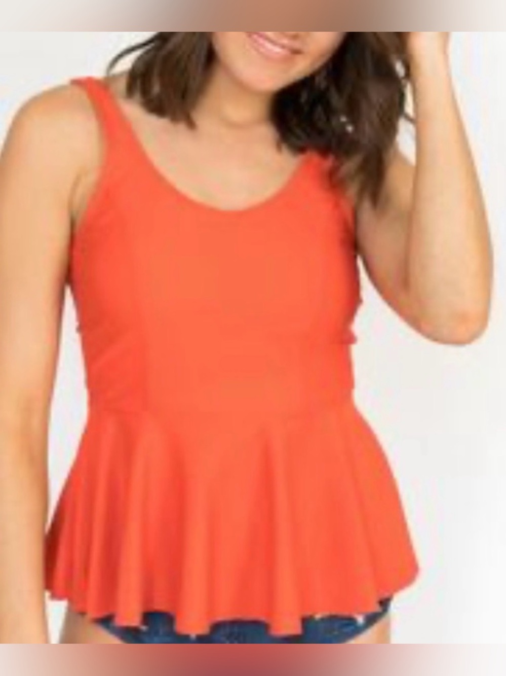 Lime Ricki Persimmon Scoop Peplum Tankini Swim Top Size XL